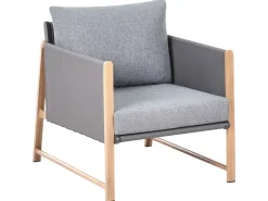 Hot Beliani Set salotto da giardino con tavolo e pouf 5 posti NOLA Metallo Grigio Marrone Grigio