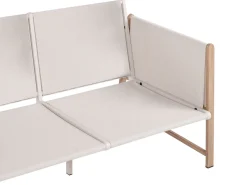 Clearance Beliani Set salotto da giardino con tavolo e pouf 5 posti NOLA Metallo Beige chiaro Beige Marrone