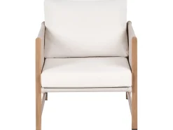 Clearance Beliani Set salotto da giardino con tavolo e pouf 5 posti NOLA Metallo Beige chiaro Beige Marrone