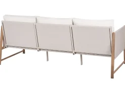 Clearance Beliani Set salotto da giardino con tavolo e pouf 5 posti NOLA Metallo Beige chiaro Beige Marrone