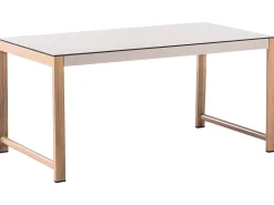Clearance Beliani Set salotto da giardino con tavolo e pouf 5 posti NOLA Metallo Beige chiaro Beige Marrone
