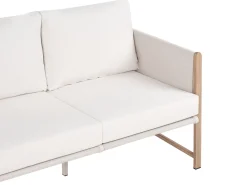 Clearance Beliani Set salotto da giardino con tavolo e pouf 5 posti NOLA Metallo Beige chiaro Beige Marrone