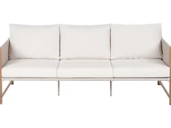 Clearance Beliani Set salotto da giardino con tavolo e pouf 5 posti NOLA Metallo Beige chiaro Beige Marrone