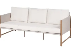 Clearance Beliani Set salotto da giardino con tavolo e pouf 5 posti NOLA Metallo Beige chiaro Beige Marrone