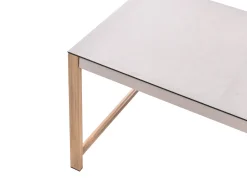 Clearance Beliani Set salotto da giardino con tavolo e pouf 5 posti NOLA Metallo Beige chiaro Beige Marrone