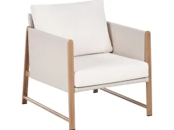 Clearance Beliani Set salotto da giardino con tavolo e pouf 5 posti NOLA Metallo Beige chiaro Beige Marrone