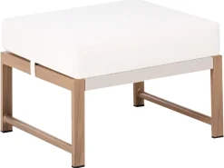 Clearance Beliani Set salotto da giardino con tavolo e pouf 5 posti NOLA Metallo Beige chiaro Beige Marrone