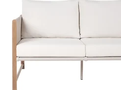 Clearance Beliani Set salotto da giardino con tavolo e pouf 5 posti NOLA Metallo Beige chiaro Beige Marrone