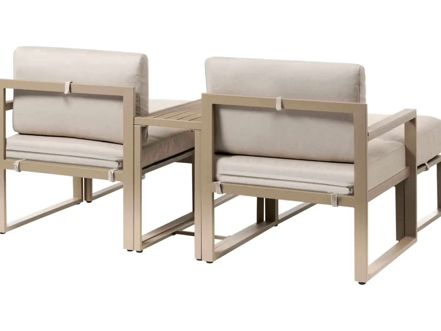Clearance Beliani Set salotto da giardino con tavolo e pouf 2 posti NOCI Modulare Metallo Beige