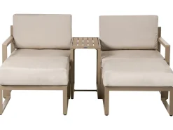 Clearance Beliani Set salotto da giardino con tavolo e pouf 2 posti NOCI Modulare Metallo Beige