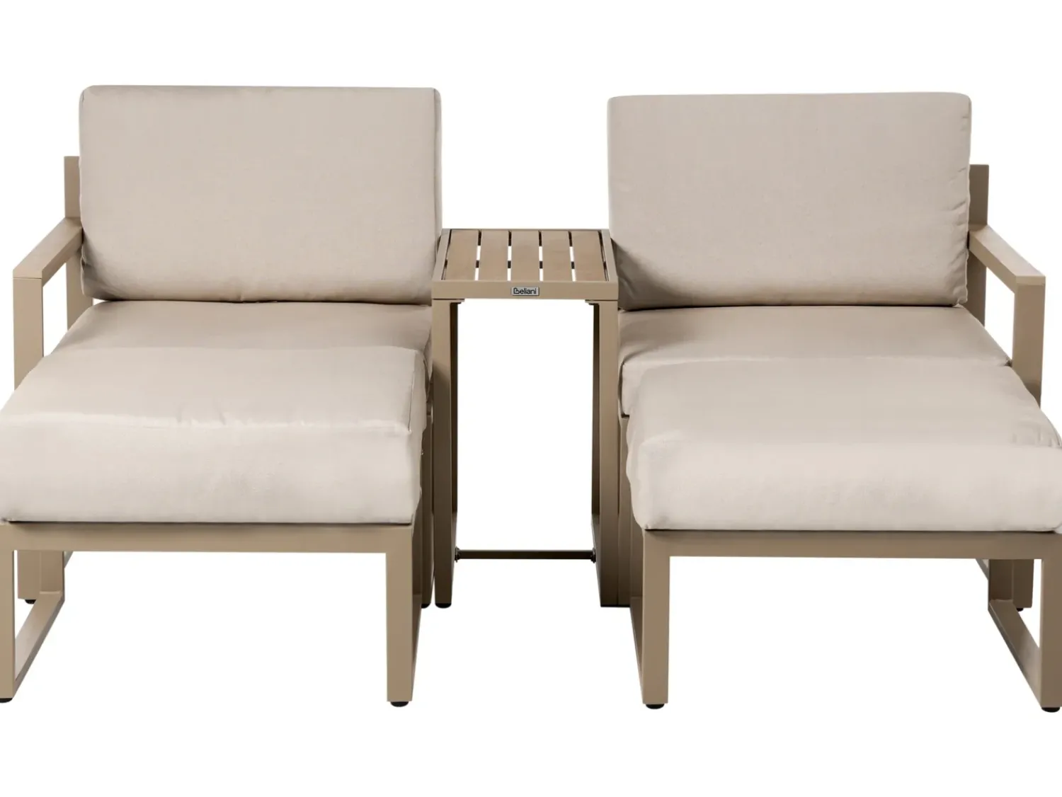 Clearance Beliani Set salotto da giardino con tavolo e pouf 2 posti NOCI Modulare Metallo Beige