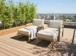 Clearance Beliani Set salotto da giardino con tavolo e pouf 2 posti NOCI Modulare Metallo Beige