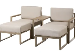Clearance Beliani Set salotto da giardino con tavolo e pouf 2 posti NOCI Modulare Metallo Beige