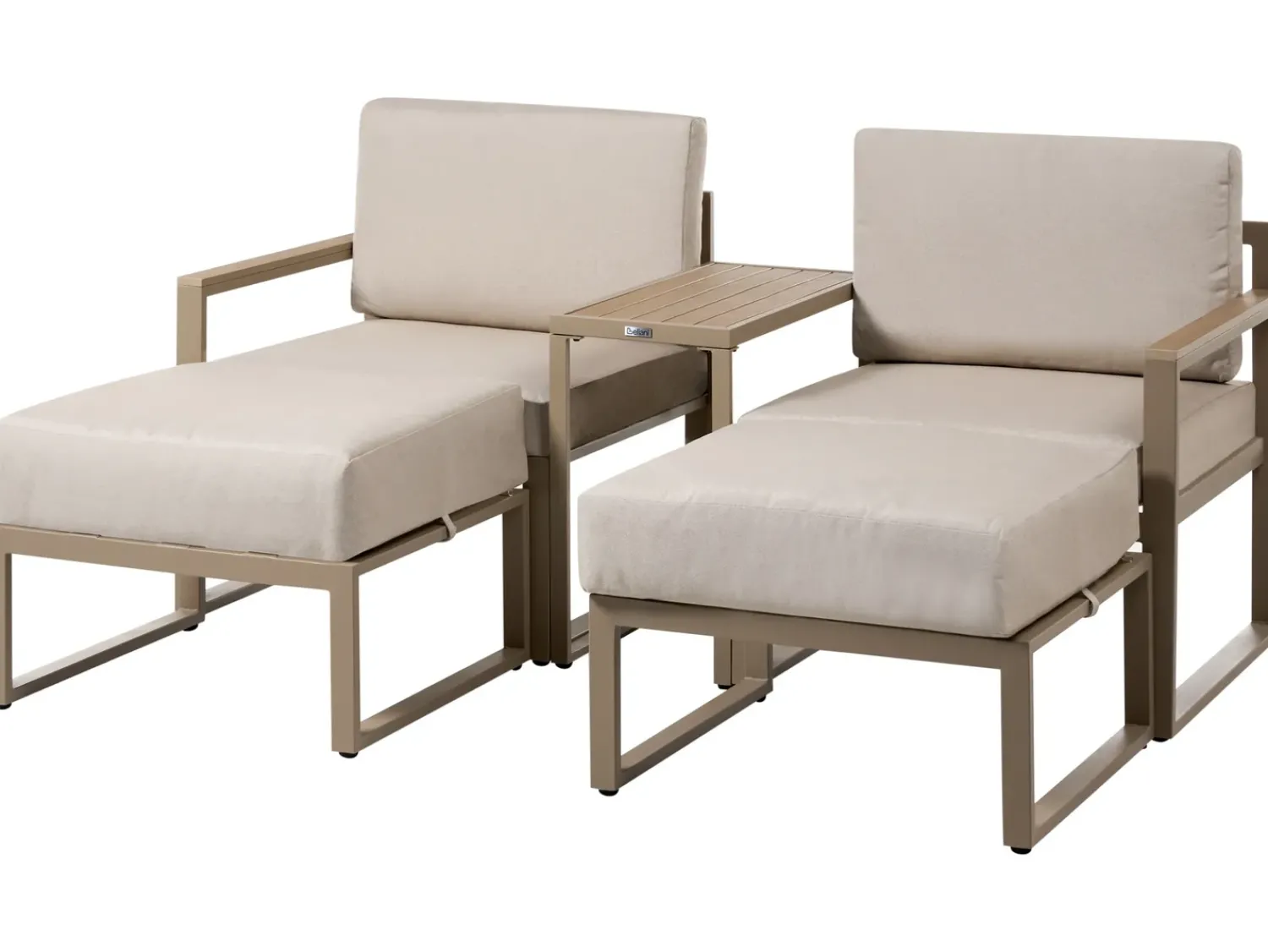 Clearance Beliani Set salotto da giardino con tavolo e pouf 2 posti NOCI Modulare Metallo Beige