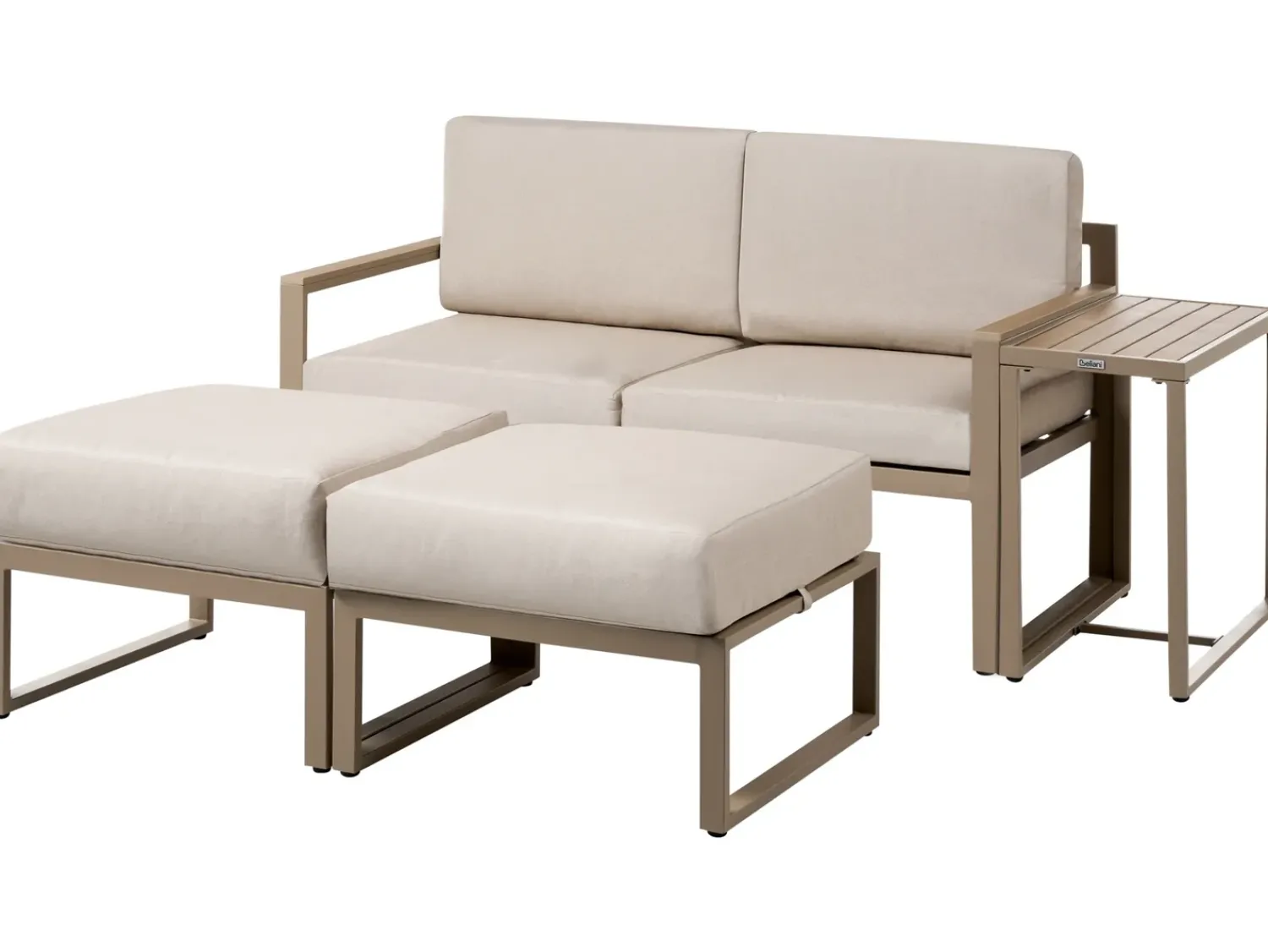 Clearance Beliani Set salotto da giardino con tavolo e pouf 2 posti NOCI Modulare Metallo Beige