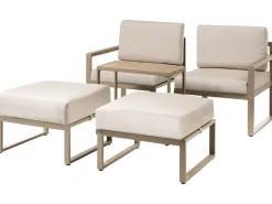 Clearance Beliani Set salotto da giardino con tavolo e pouf 2 posti NOCI Modulare Metallo Beige