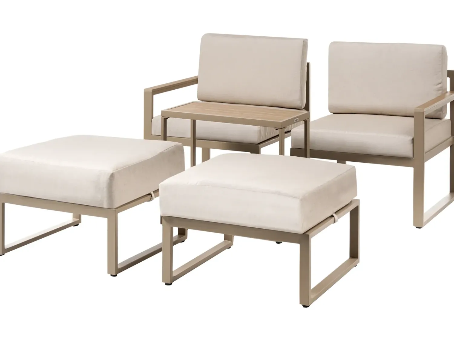 Clearance Beliani Set salotto da giardino con tavolo e pouf 2 posti NOCI Modulare Metallo Beige