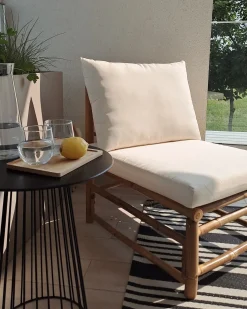 Hot Beliani Sezione a 1 posto da giardino CERRETO Bambù Bianco sporco Bianco Marrone