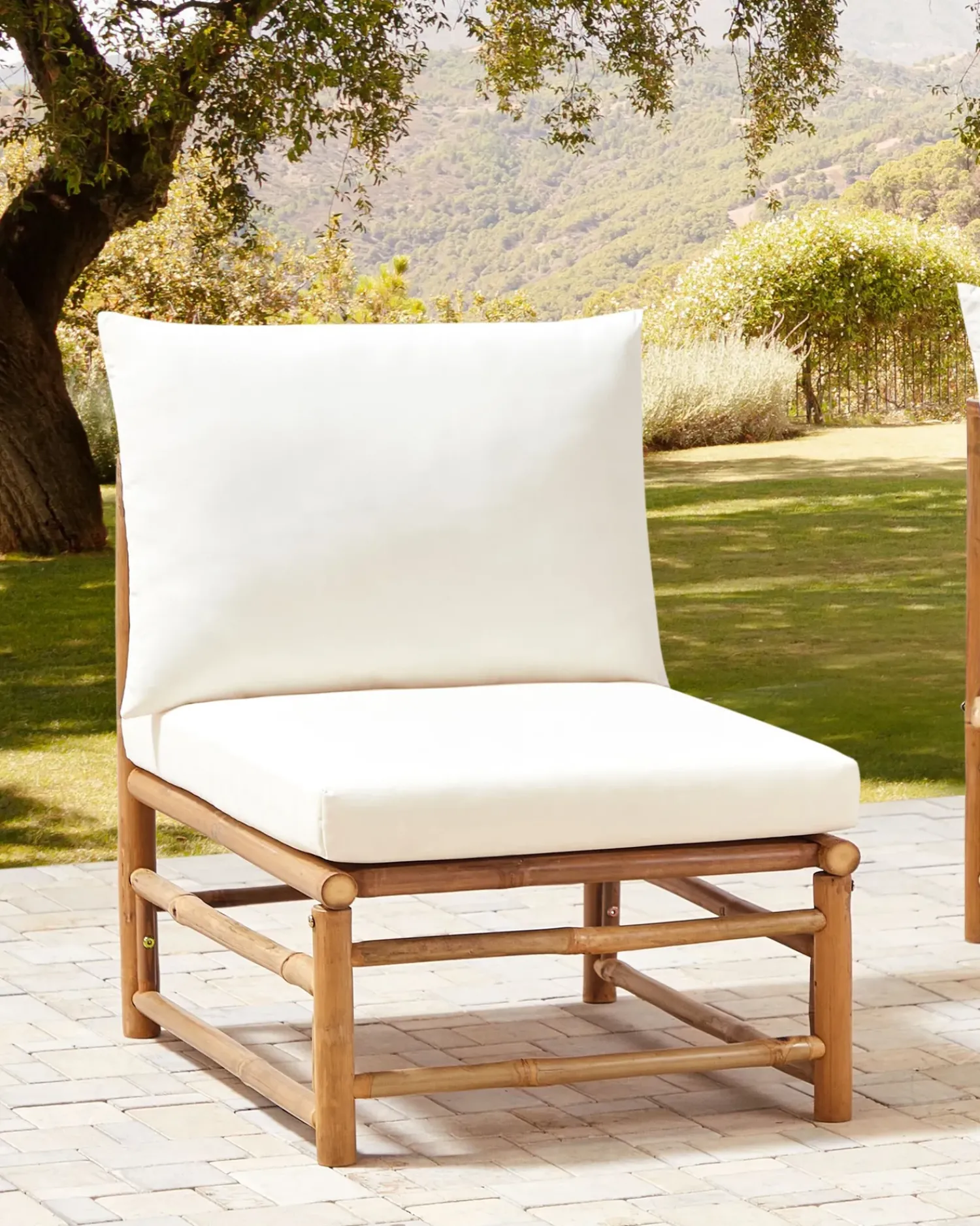 Hot Beliani Sezione a 1 posto da giardino CERRETO Bambù Bianco sporco Bianco Marrone