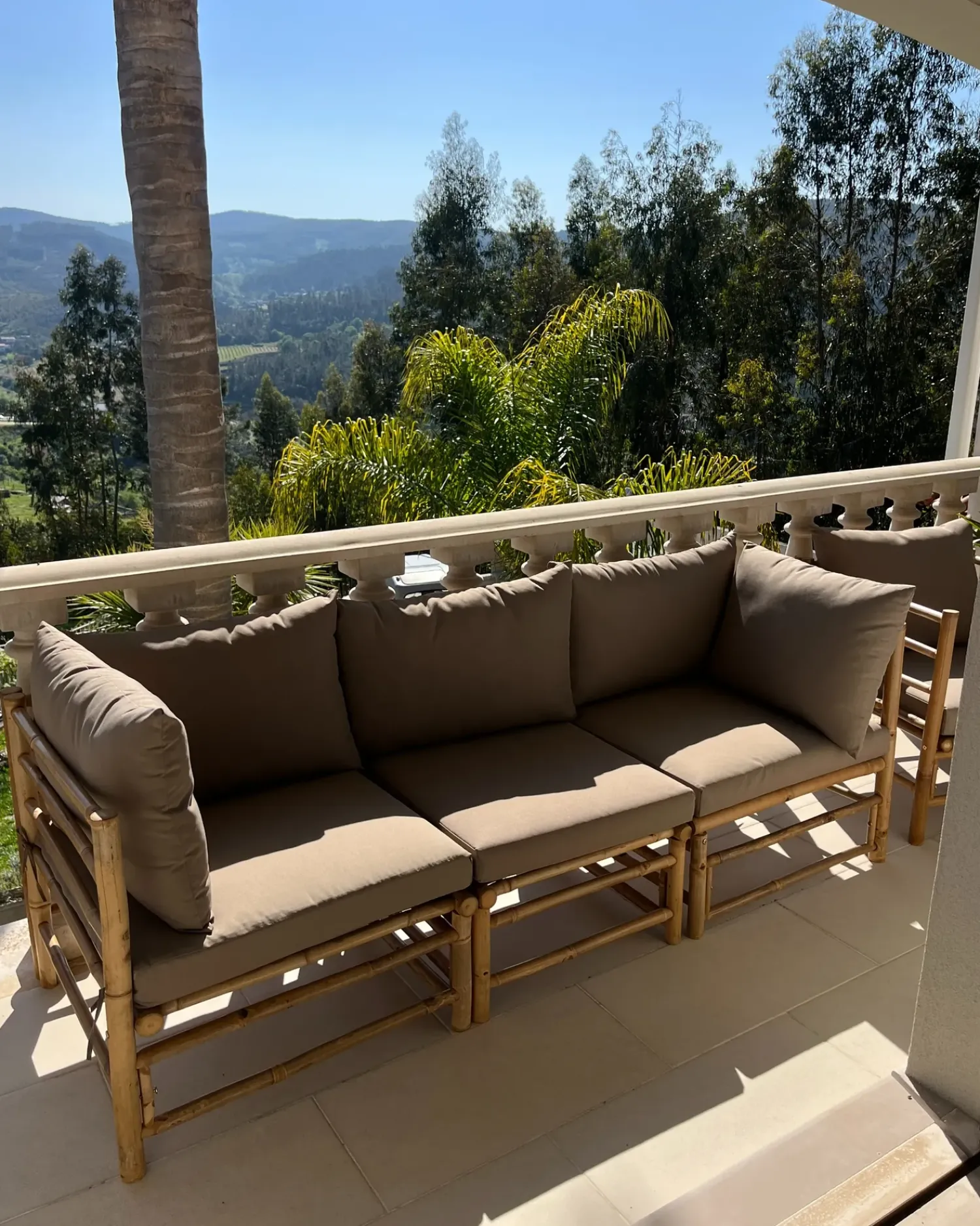 Outlet Beliani Sezione a 1 posto da giardino CERRETO Bambù Tortora Beige Marrone Grigio