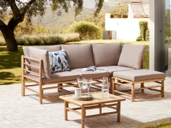 Outlet Beliani Sezione a 1 posto da giardino CERRETO Bambù Tortora Beige Marrone Grigio