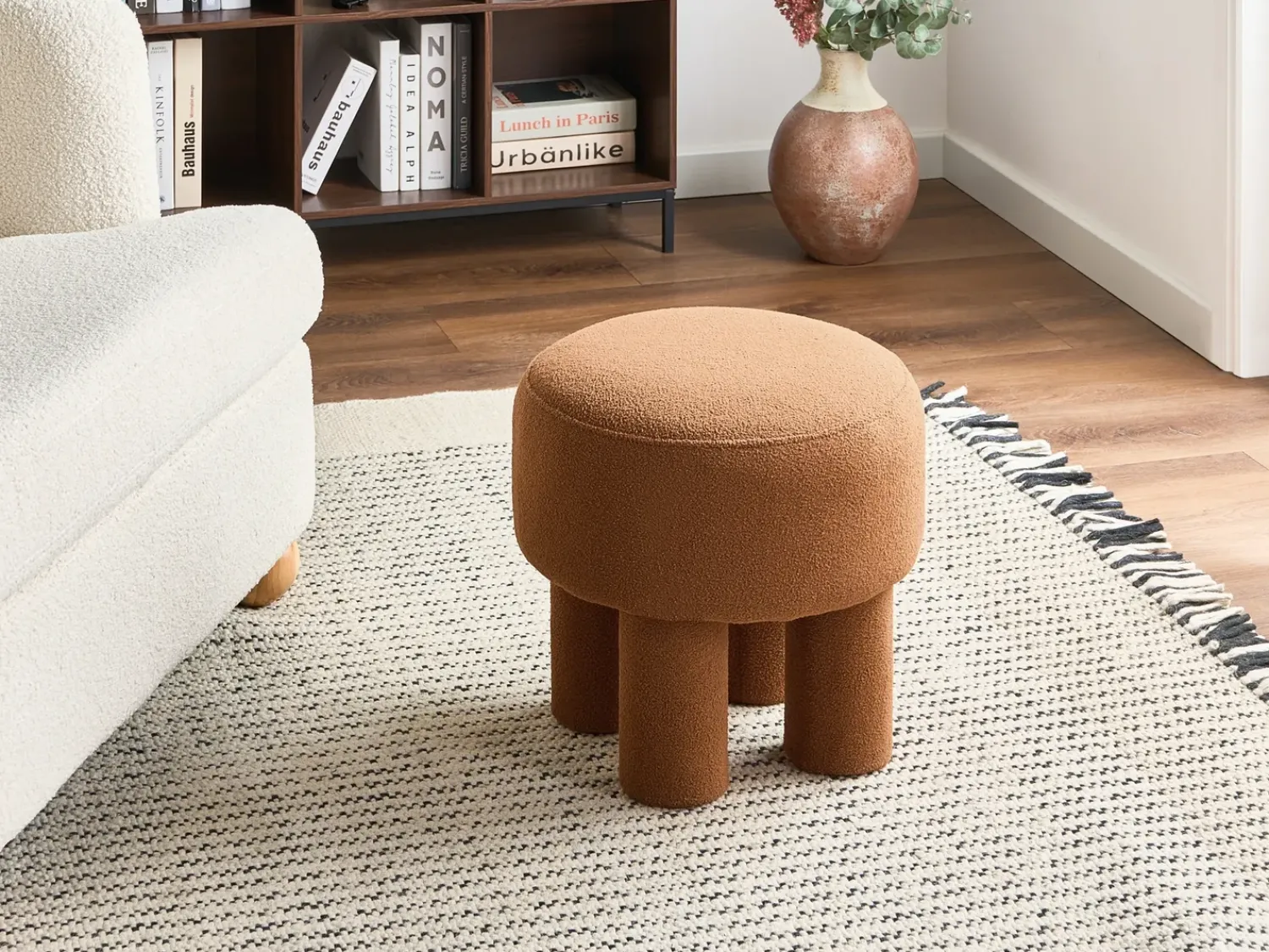 Outlet Beliani Sgabello CANBY Bouclé Arancione
