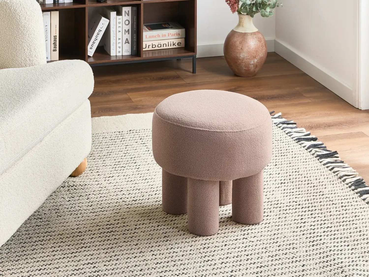 New Beliani Sgabello CANBY Bouclé Beige
