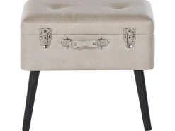 Beliani Sgabello contenitore MALLARD Pelle sintetica Beige Beige Nero