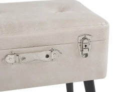 Beliani Sgabello contenitore MALLARD Pelle sintetica Beige Beige Nero