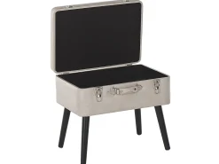 Beliani Sgabello contenitore MALLARD Pelle sintetica Beige Beige Nero