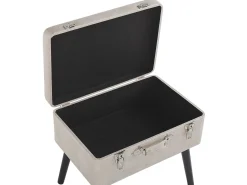 Beliani Sgabello contenitore MALLARD Pelle sintetica Beige Beige Nero