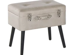Beliani Sgabello contenitore MALLARD Pelle sintetica Beige Beige Nero