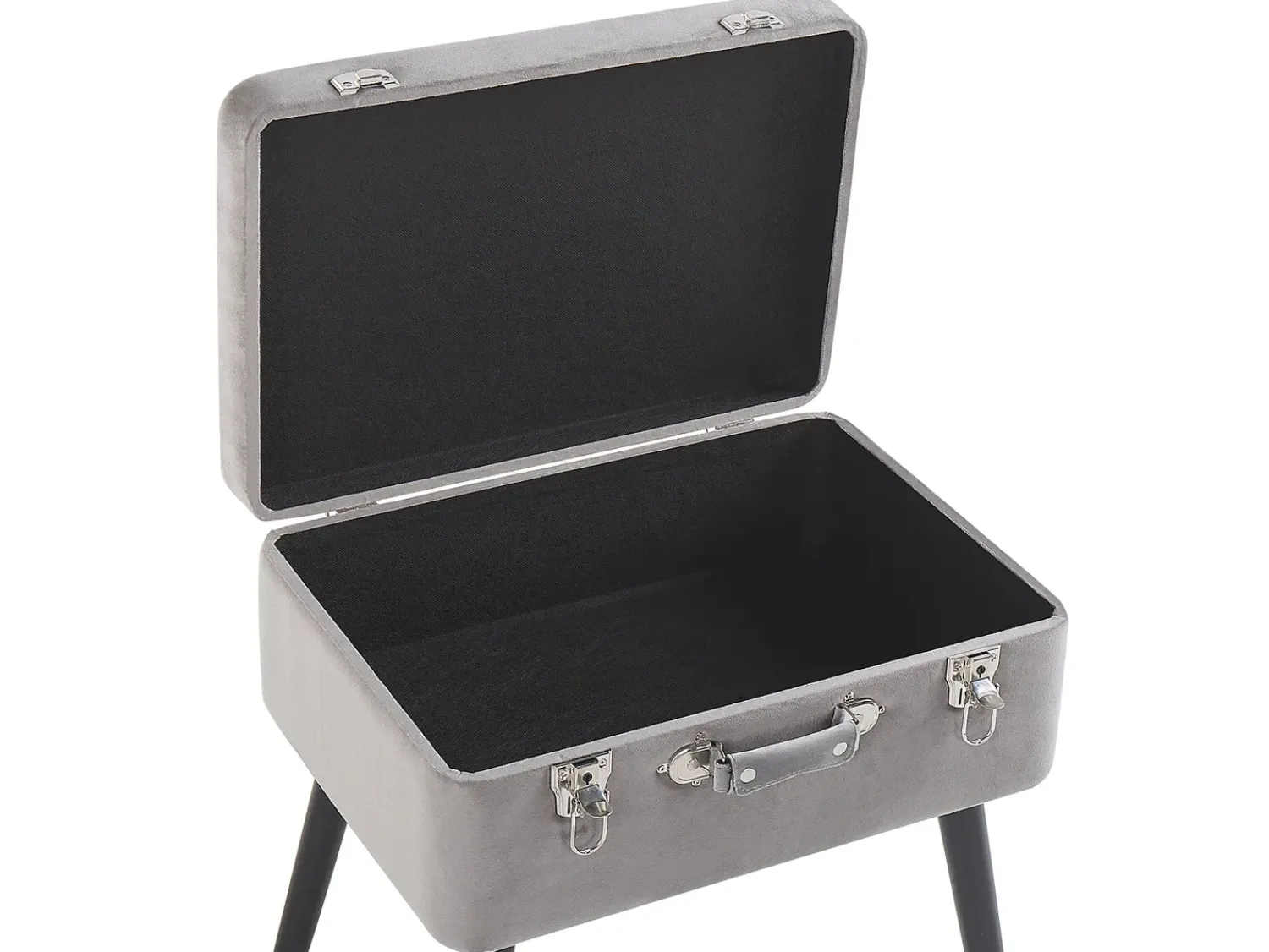 Best Beliani Sgabello contenitore MALLARD Velluto Grigio Grigio Nero