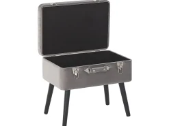 Best Beliani Sgabello contenitore MALLARD Velluto Grigio Grigio Nero