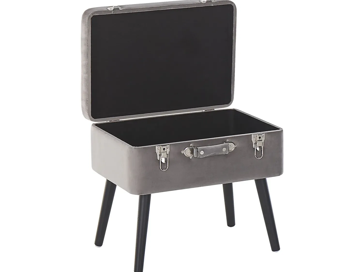 Best Beliani Sgabello contenitore MALLARD Velluto Grigio Grigio Nero