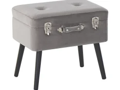 Best Beliani Sgabello contenitore MALLARD Velluto Grigio Grigio Nero
