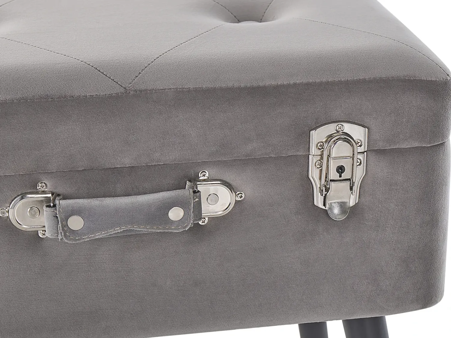 Best Beliani Sgabello contenitore MALLARD Velluto Grigio Grigio Nero