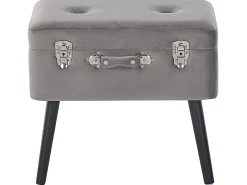 Best Beliani Sgabello contenitore MALLARD Velluto Grigio Grigio Nero