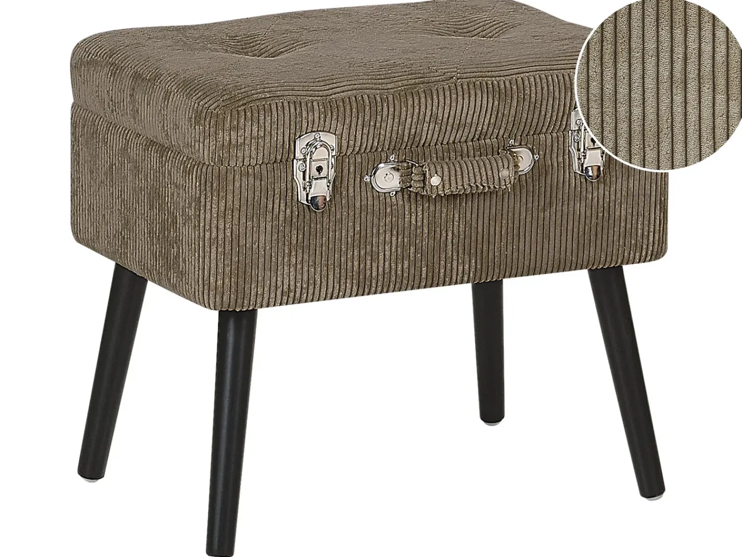 Sale Beliani Sgabello contenitore MALLARD Velluto a coste Marrone chiaro Marrone Nero