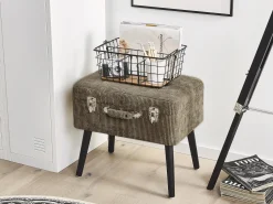 Sale Beliani Sgabello contenitore MALLARD Velluto a coste Marrone chiaro Marrone Nero