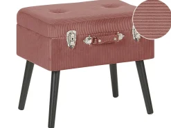 Clearance Beliani Sgabello contenitore MALLARD Velluto a coste Rosa Rosa Nero