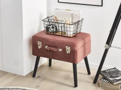Clearance Beliani Sgabello contenitore MALLARD Velluto a coste Rosa Rosa Nero