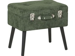 Beliani Sgabello contenitore MALLARD Velluto a coste Verde scuro Verde Nero