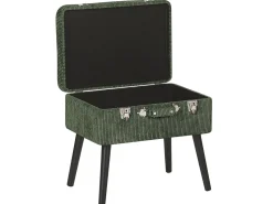 Beliani Sgabello contenitore MALLARD Velluto a coste Verde scuro Verde Nero