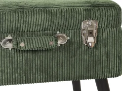 Beliani Sgabello contenitore MALLARD Velluto a coste Verde scuro Verde Nero