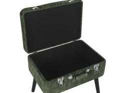 Beliani Sgabello contenitore MALLARD Velluto a coste Verde scuro Verde Nero