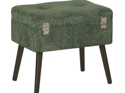 Beliani Sgabello contenitore MALLARD Velluto a coste Verde scuro Verde Nero