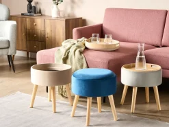 Outlet Beliani Sgabello contenitore NEELY Velluto marino Blu