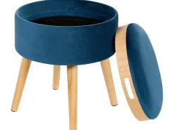 Outlet Beliani Sgabello contenitore NEELY Velluto marino Blu
