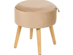 New Beliani Sgabello contenitore NEELY Velluto Beige